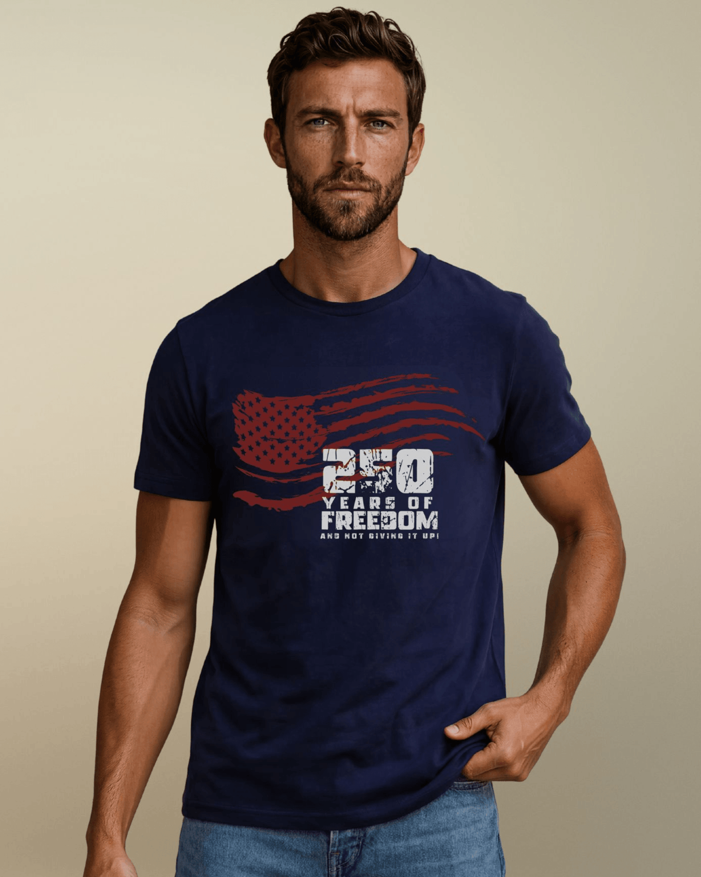 250 Years of FREEDOM Waving Distressed Flag - Navy