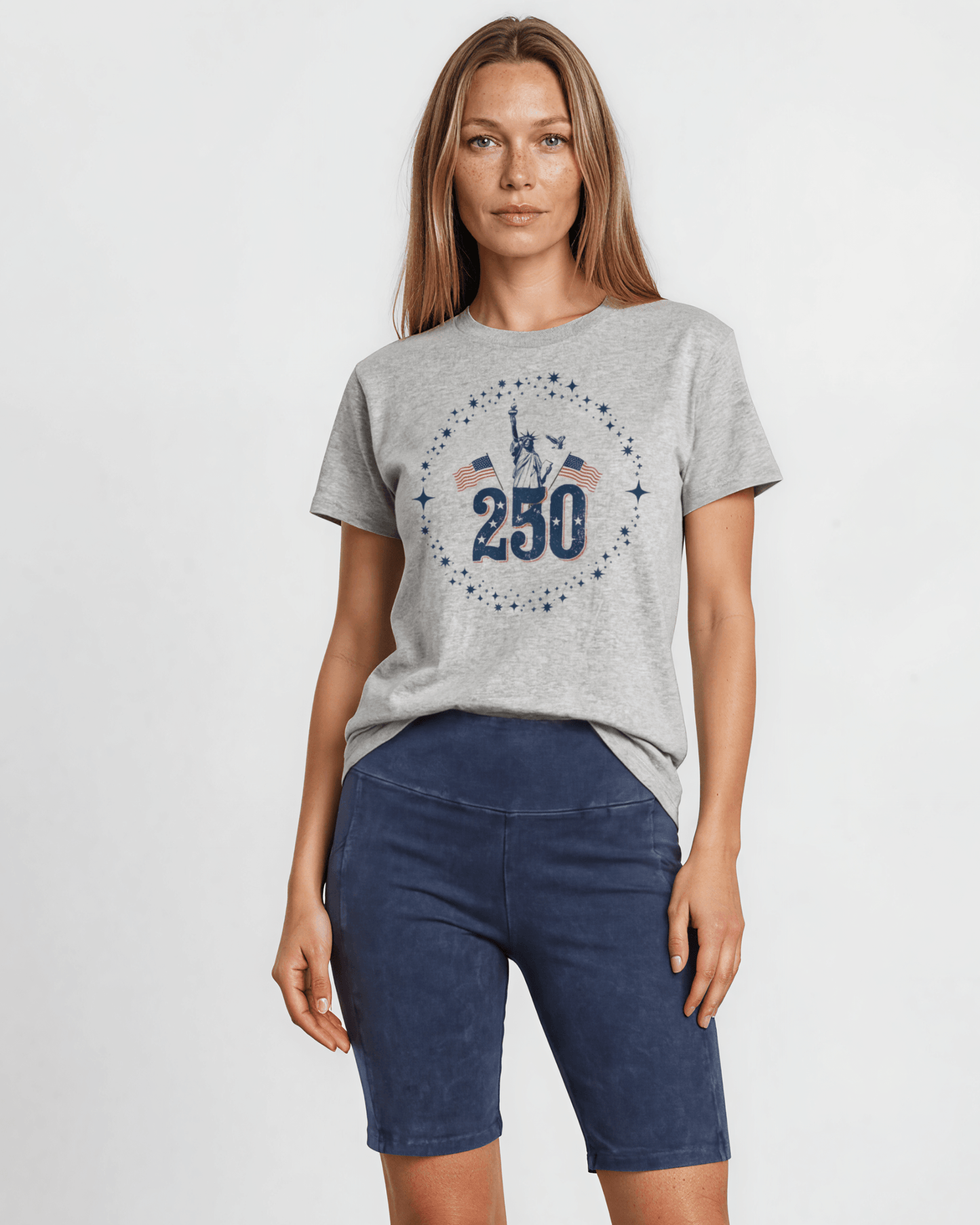 4th of July Patriotic Statue of Liberty Cotton Crew Made in USA
