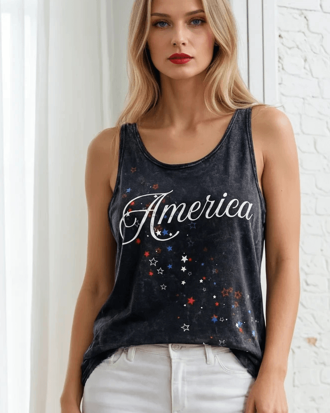America Shooting Stars Graphic Tank Top