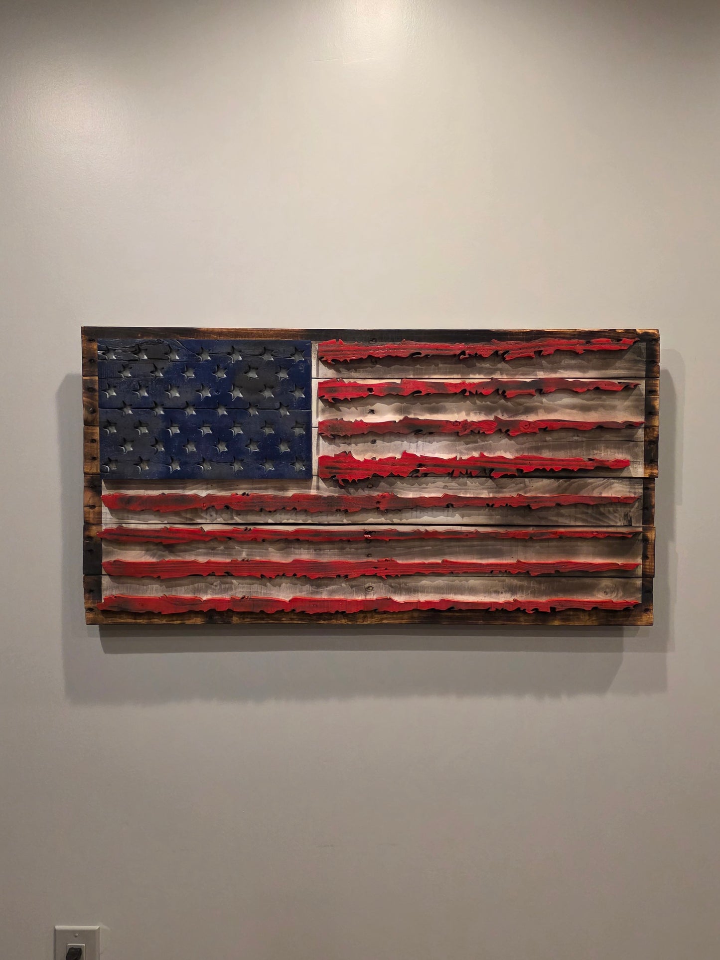 Rustic American Flag Sign 40"x21"