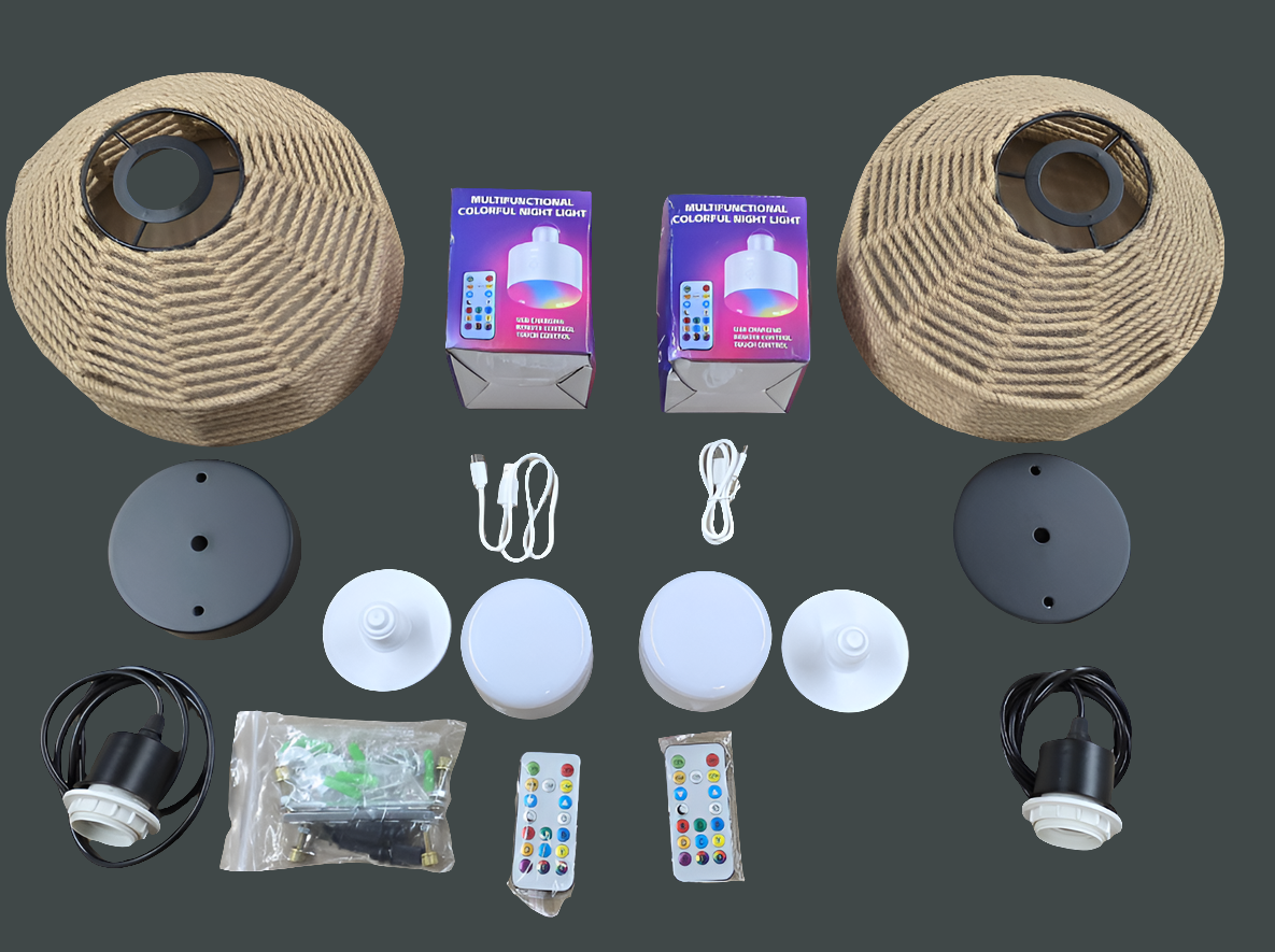 Set Of 2 Battery Operated Pendant Light with Remote. No electric required!