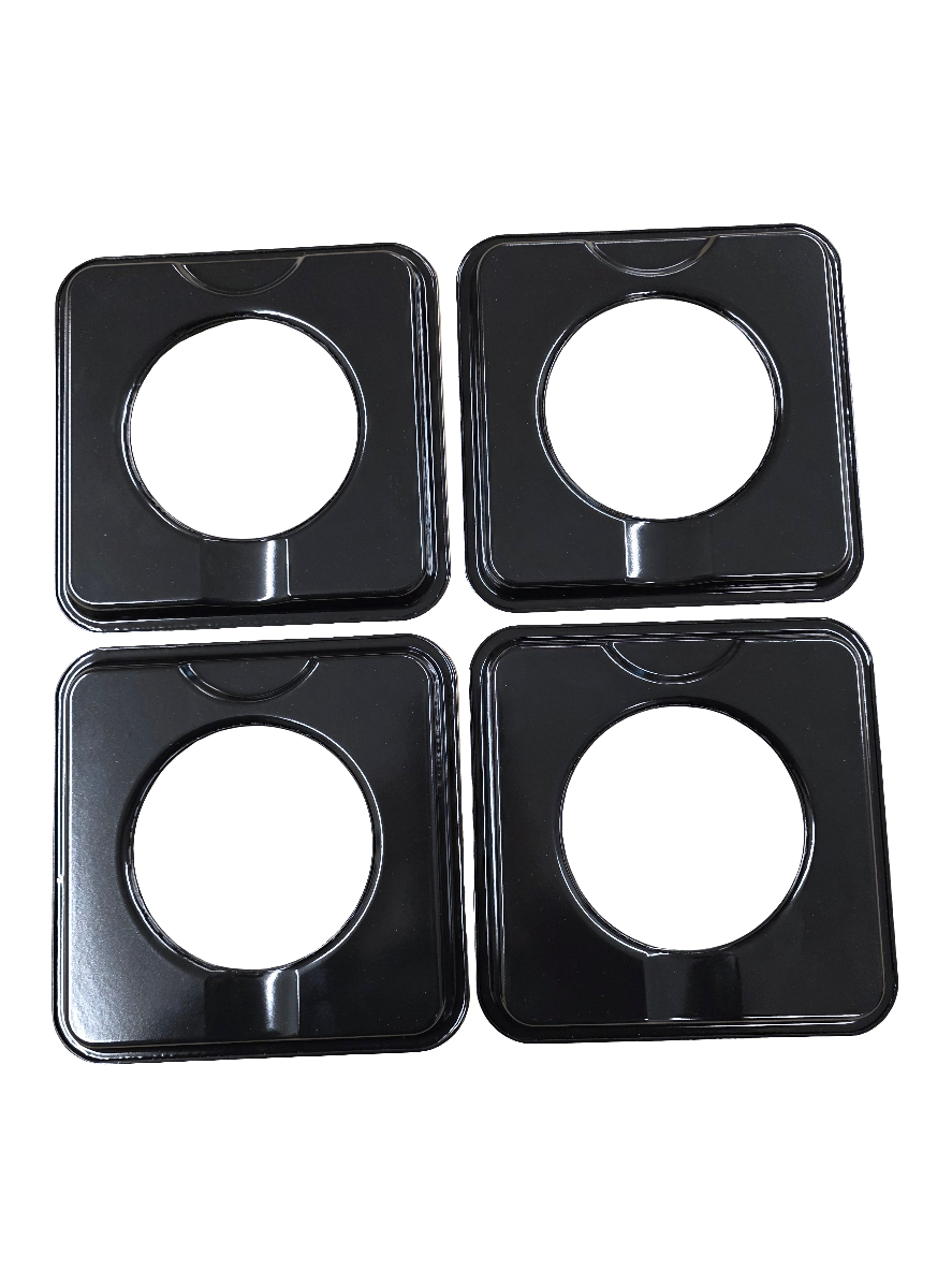 4 Pk Drip Pan Black Square 7.5" Reusable Gas Burner Bib Liners Covers