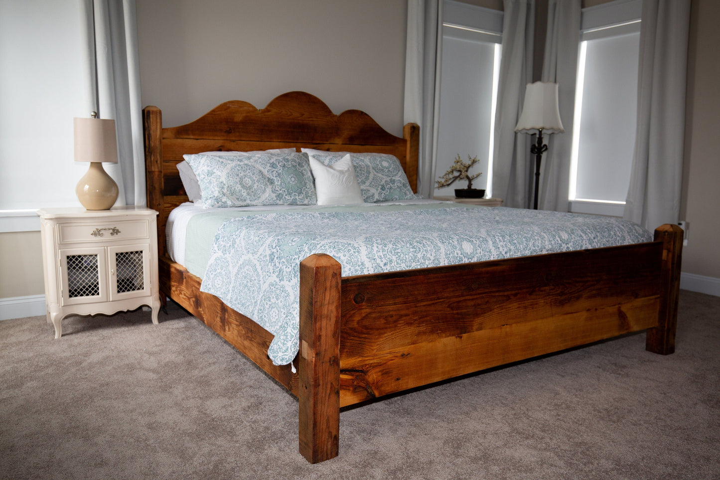 Free Shipping! The Monica Bed, Scalloped Wood Headboard, Queen Headboard, King Headboard, Solid Wood Headboard, Reclaimed Wood Headboard