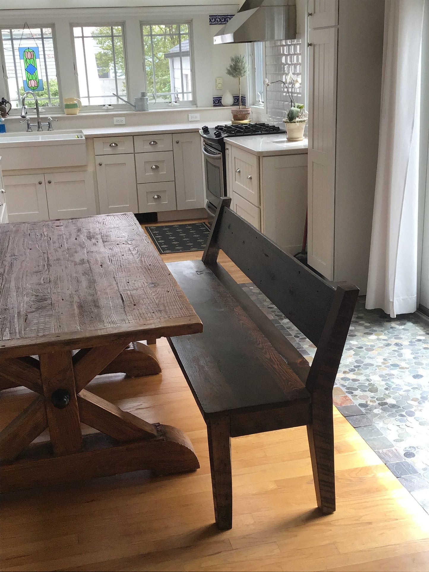 FREE SHIPPING - Dining Bench With Back, Wood Bench, Indoor Bench, Reclaimed Wood Bench, Farmhouse Bench, Entryway Bench, Hall Furniture