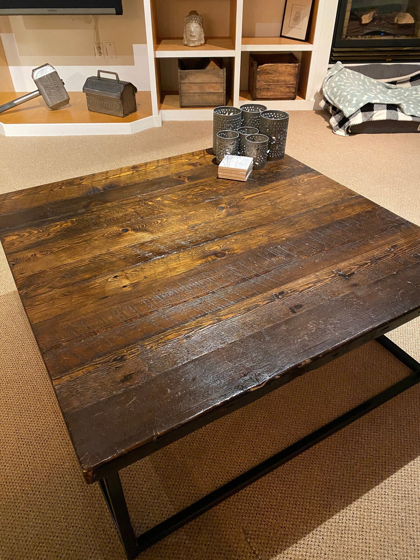 FREE SHIPPING Square coffee table extra large - Wood coffee table rustic modern - Reclaimed wood coffee table - Living room furniture - The Chaotic Grind Store