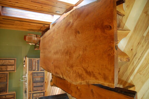 FREE Shipping - Slab Table, Cherry Wood Slab Dining Table, Living Edge Table, RED SETTER, Dining Slab Table, Trestle Table, Conference Table - The Chaotic Grind Store