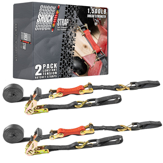 SHOCKSTRAP 10 ft x 1 in Ratchet Strap with Clip Hooks | Constant Tension | 1,500 lb Break Strength | 500 lb Working Load Limit