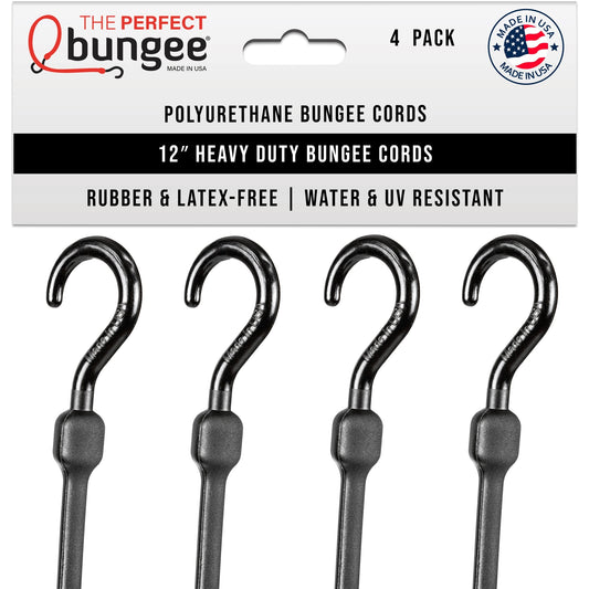 12" Heavy Duty Poly Bungee Cord 4 Pack