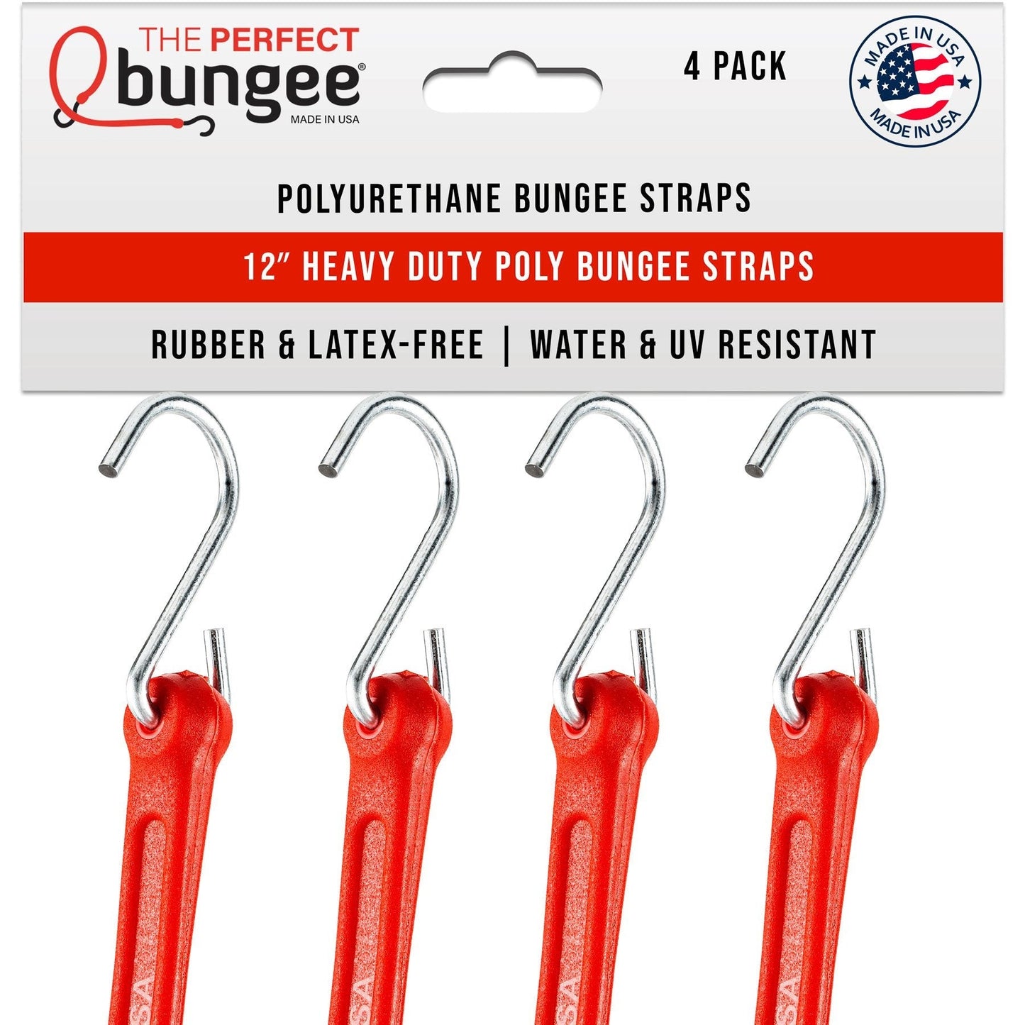 12" Heavy Duty Poly Bungee Strap 4 Pack