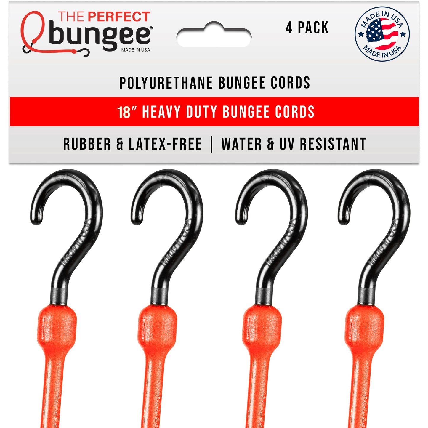 18" Heavy Duty Poly Bungee Cord 4 Pack