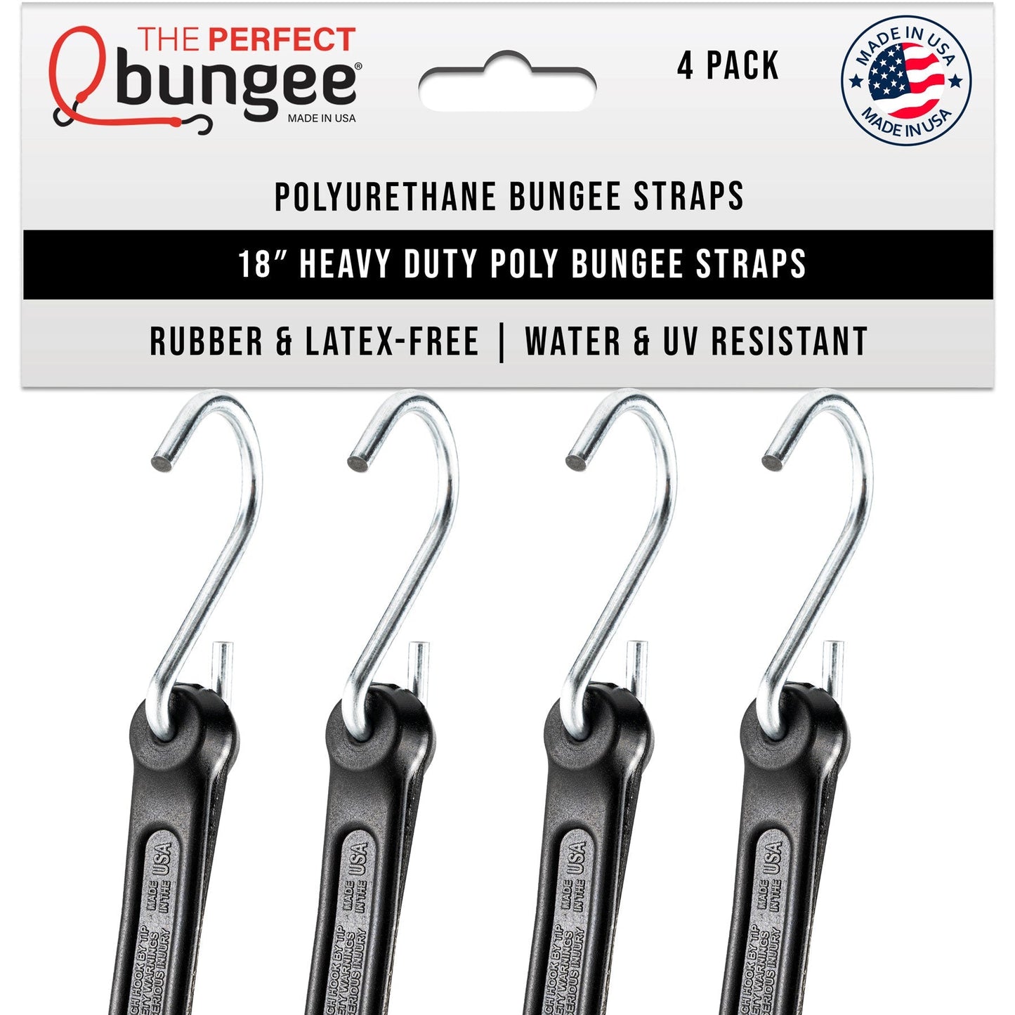 18" Heavy Duty Poly Bungee Strap 4 Pack