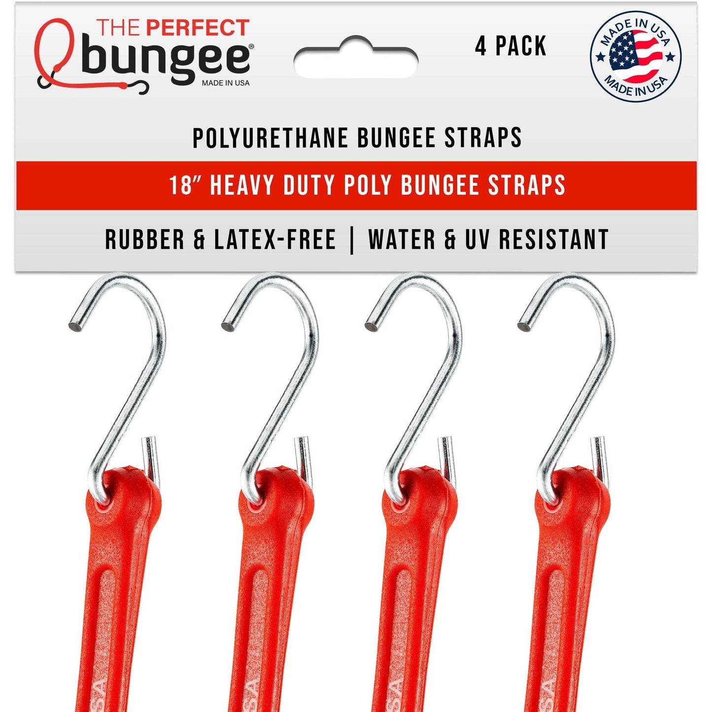 18" Heavy Duty Poly Bungee Strap 4 Pack