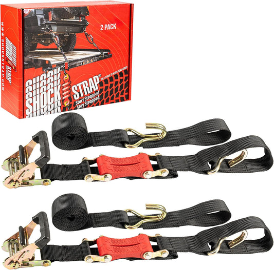 SHOCKSTRAP 18 ft x 2 in Ratchet Strap with Double Wire J Hooks | Constant Tension | 6,000 lb Break Strength | 2,000 lb Working Load Limit