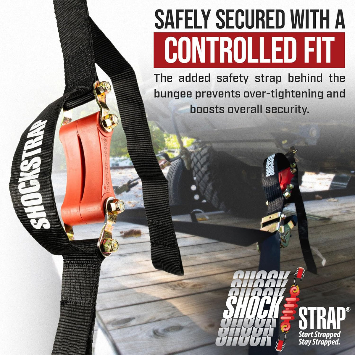 SHOCKSTRAP 18 ft x 2 in Ratchet Strap with Double Wire J Hooks | Constant Tension | 6,000 lb Break Strength | 2,000 lb Working Load Limit