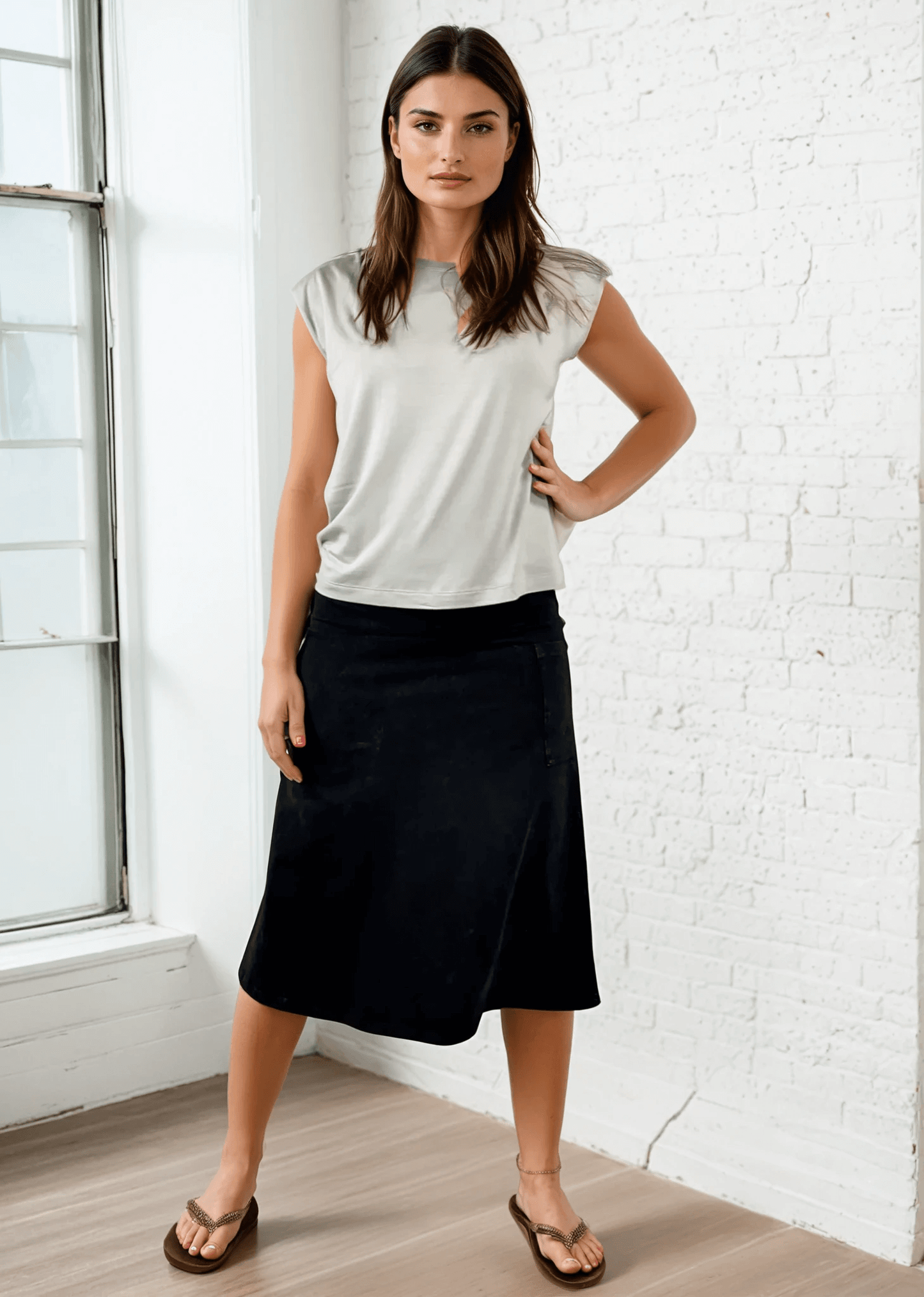 Alyssa Very Versatile Cotton Skirt Desert Taupe