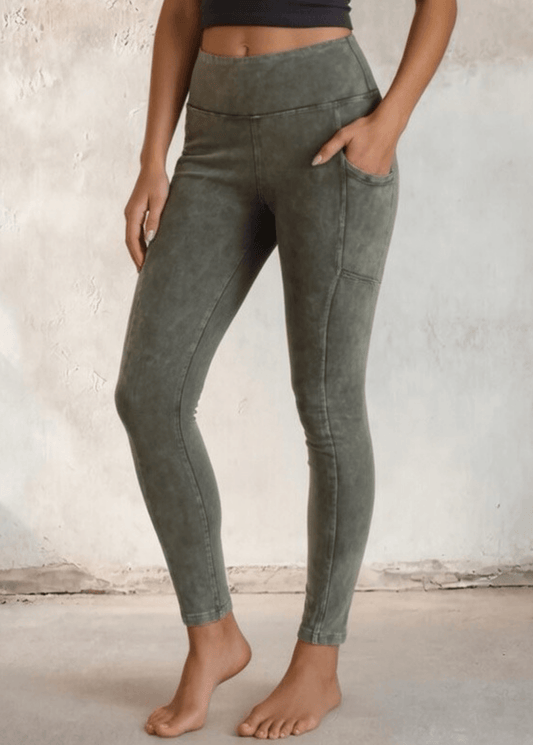 Plano Perfect Fit  Pocket Leggings (Gray Denim)