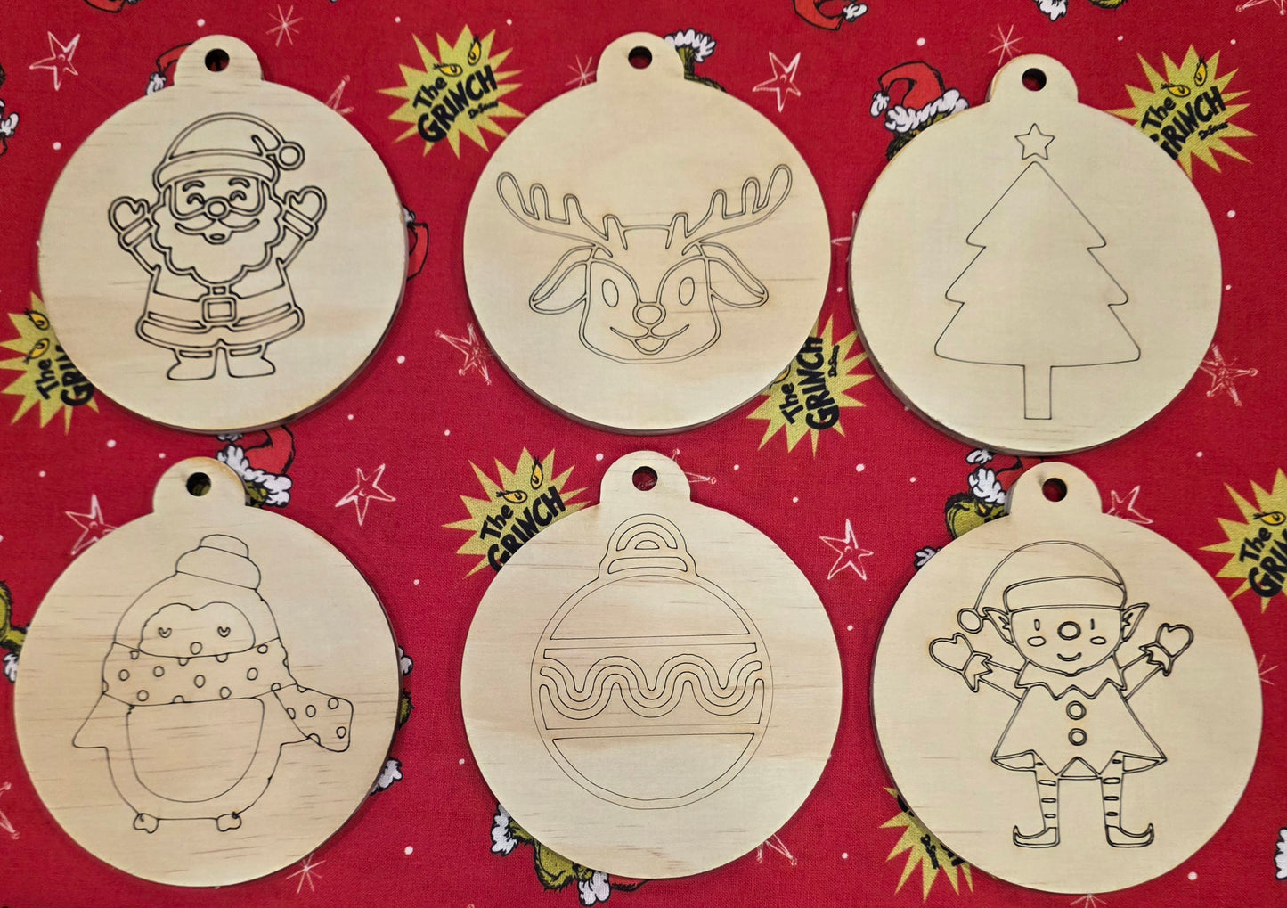 6 Pack of Wooden Christmas Ornaments