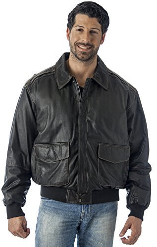 REED Men's Premium Leather Aviator Bomber Jacket - Imported