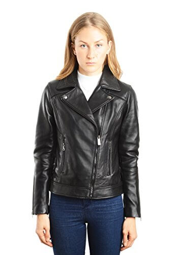 REED EST. 1950 Women's Jacket Genuine Lambskin Leather Biker Fashion Coat - Imported