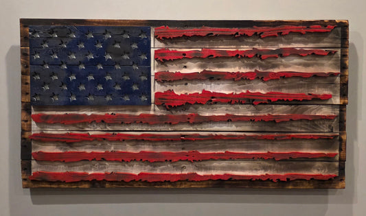 Rustic American Flag Sign 40"x21"