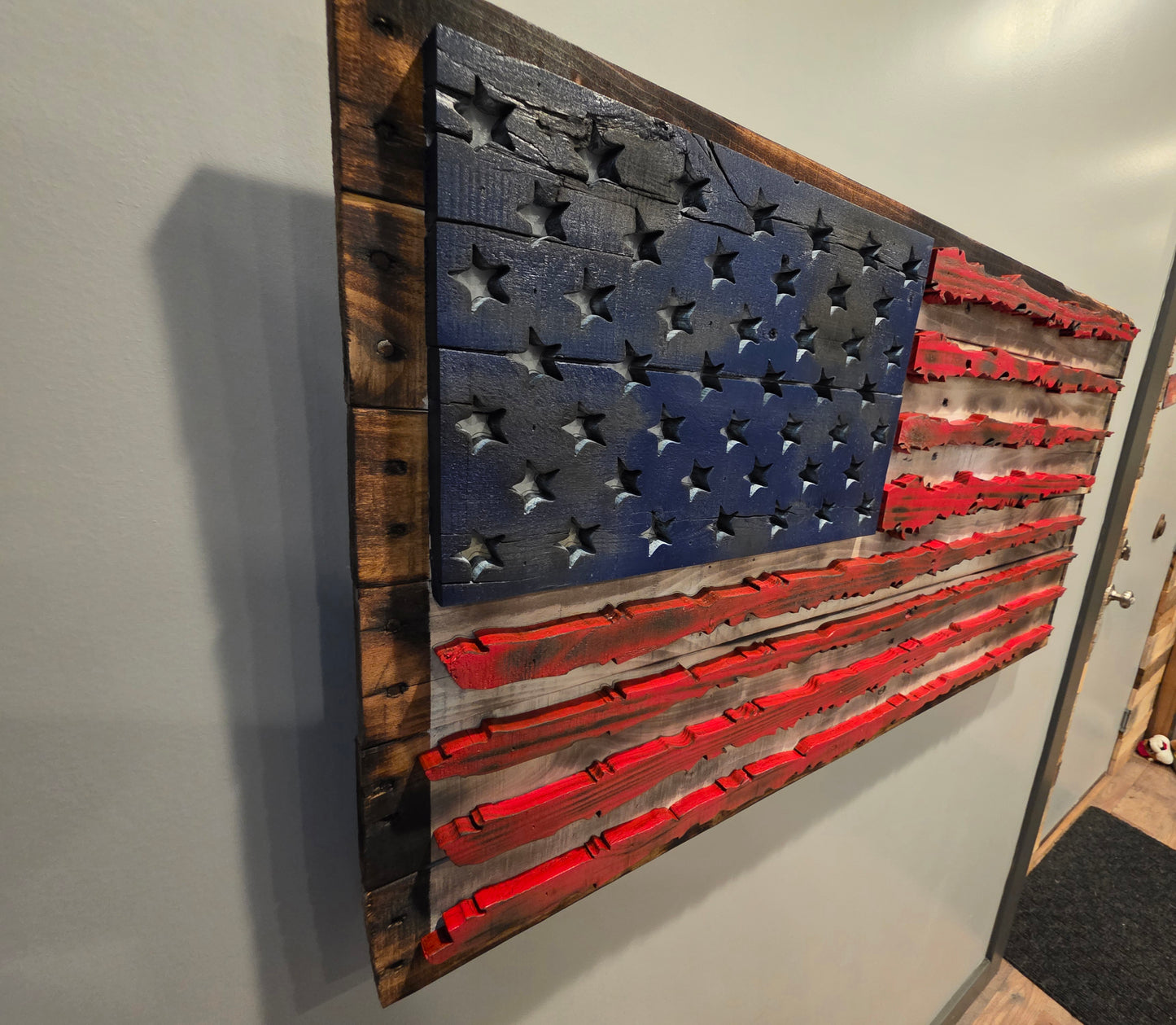 Rustic American Flag Sign 40"x21"