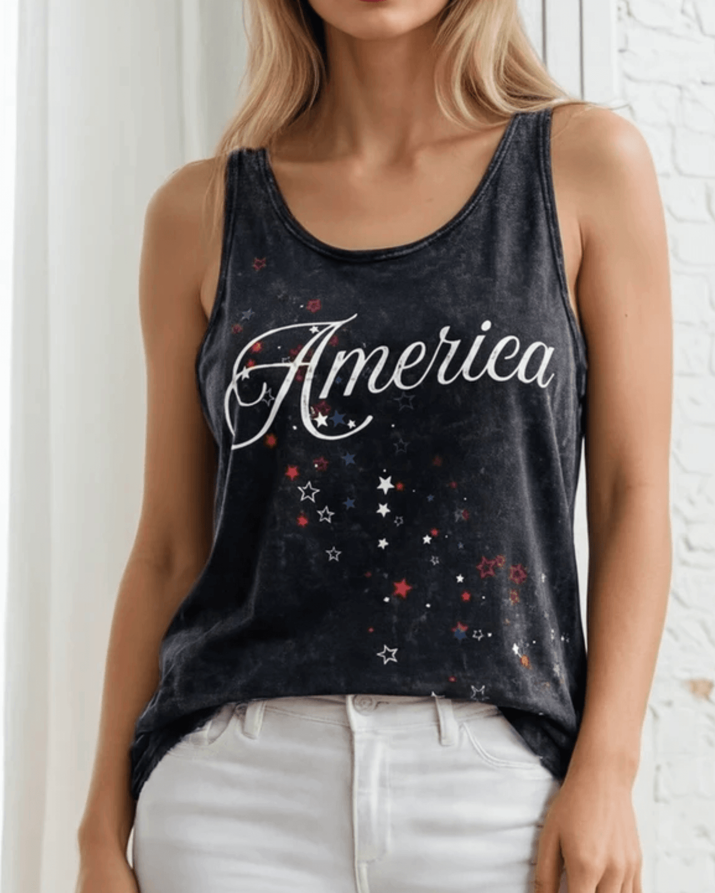 America Shooting Stars Graphic Tank Top