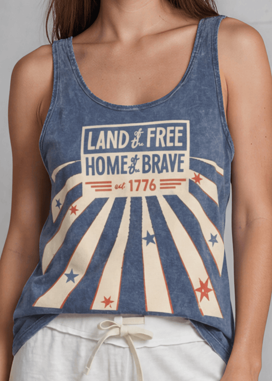 Made in USA Patriotic Land of the Free Home of the Brave Tank Top