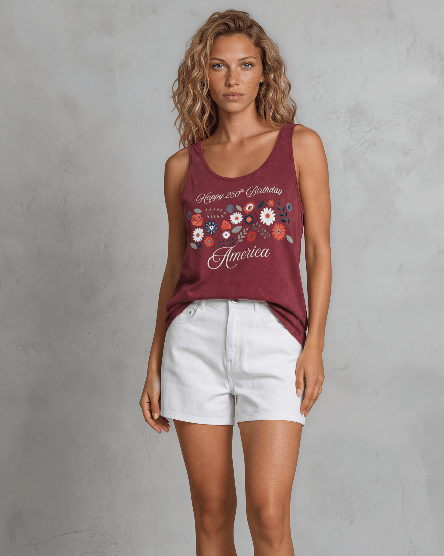 Happy 250th Birthday America Tank Top | Burnt Red Clay