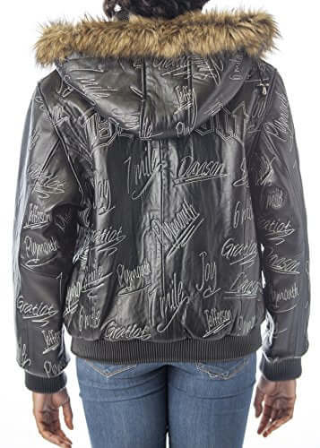 REED Women's Detroit Streets Leather Bomber Coat with Zip Out Hoody - Imported