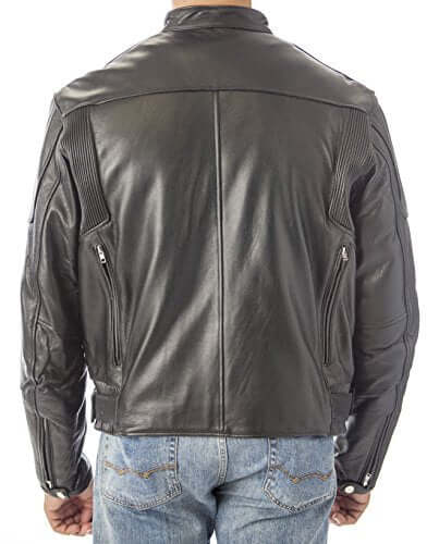 REED Men's Premium Quality Leather Motorcycle Jacket with Zipper Air Vents - Imported