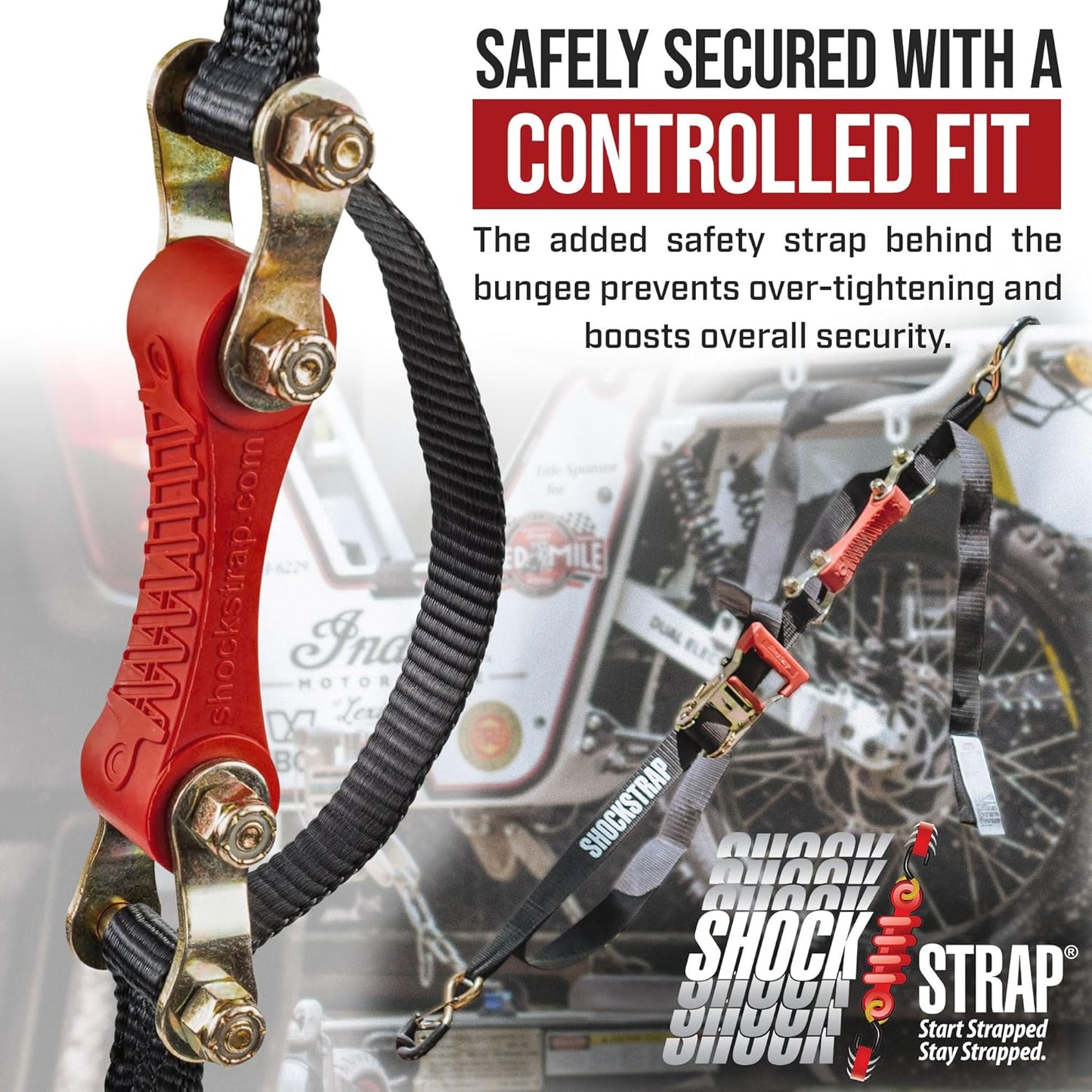 SHOCKSTRAP 7 ft x 1.5 in Ratchet Strap with Clip Hooks | Constant Tension | 3,000 lb Break Strength | 1,000 lb Working Load Limit