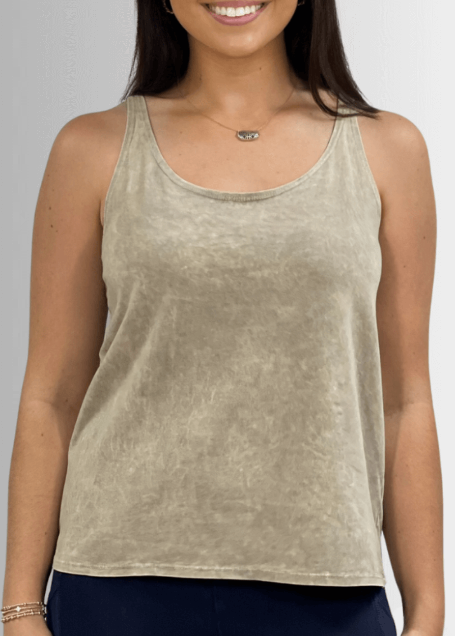 Twenty Four Seven Cotton Tank in Dark Blue Grey Denim