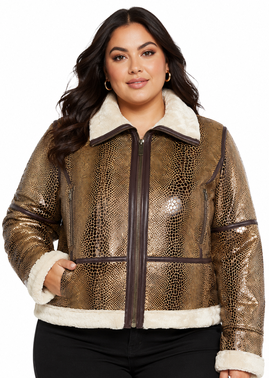 REED Women's Snake Leather Jacket - Imported