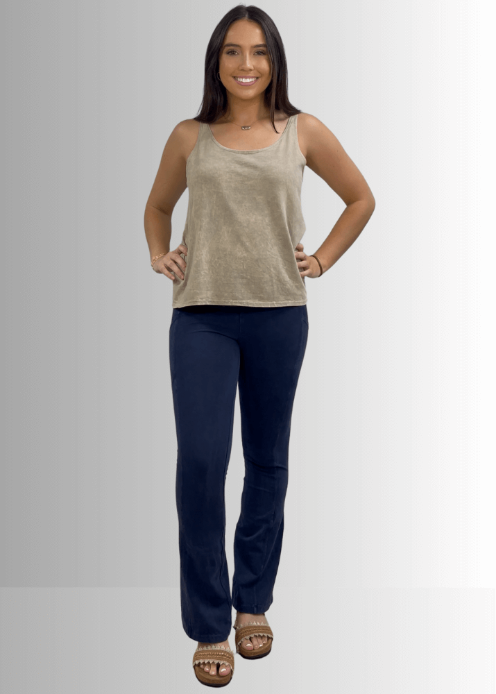 Twenty Four Seven Cotton Tank in Stone