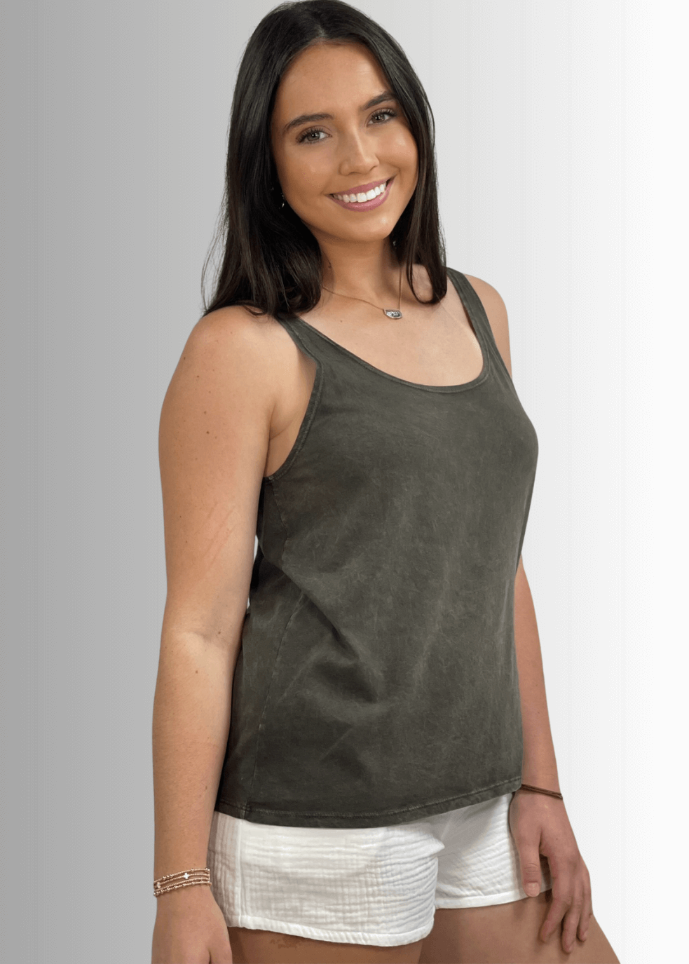 Twenty Four Seven Cotton Tank in Dark Moss Green