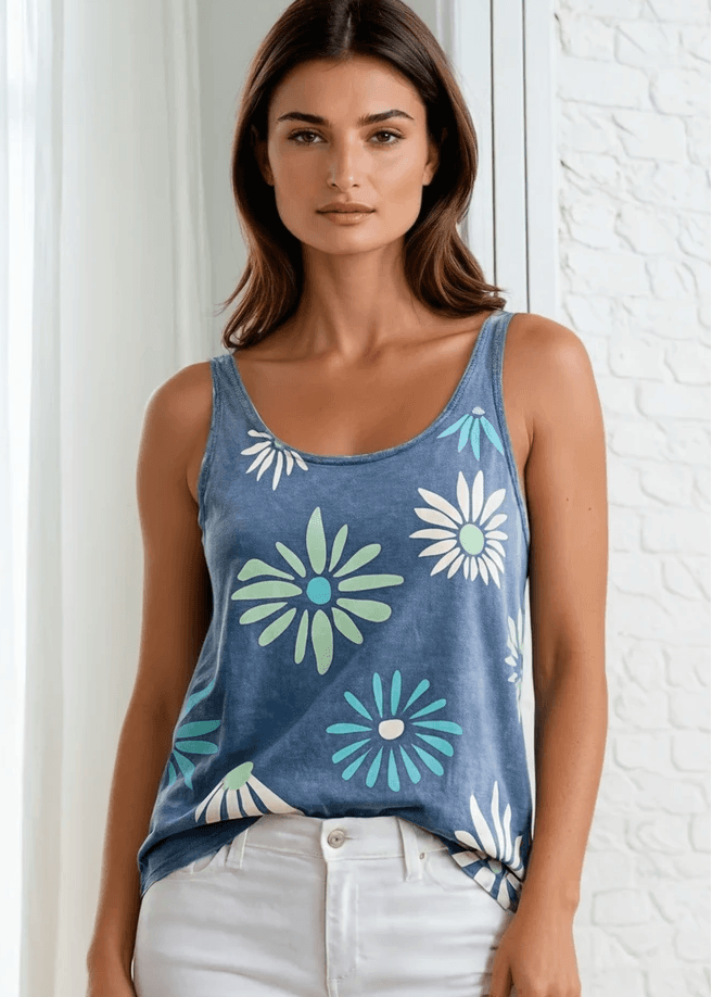 Lazy Daisy Days Premium Cotton Tank Top