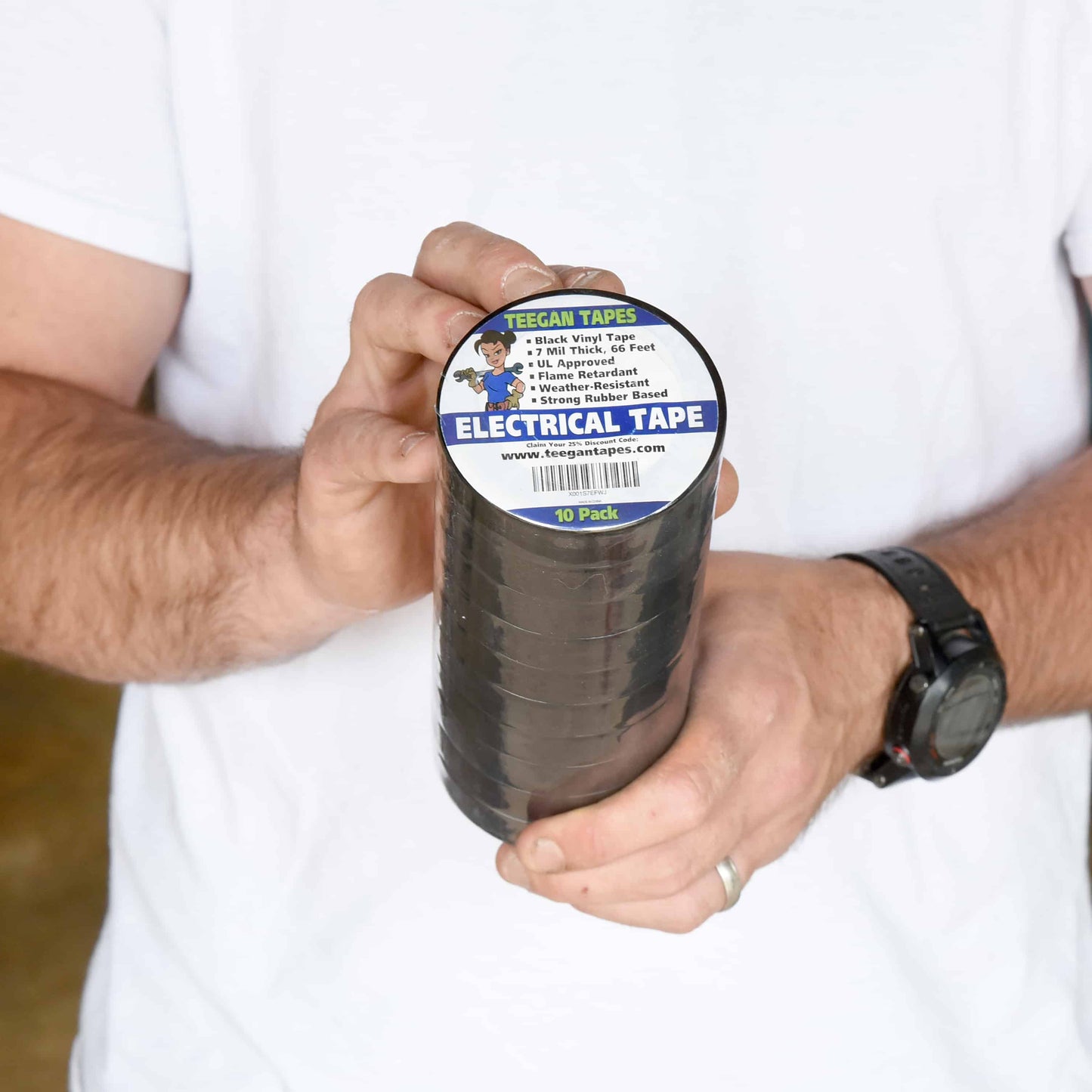 10-Pack Electrical Tape - Black - 3/4" X 66 Feet