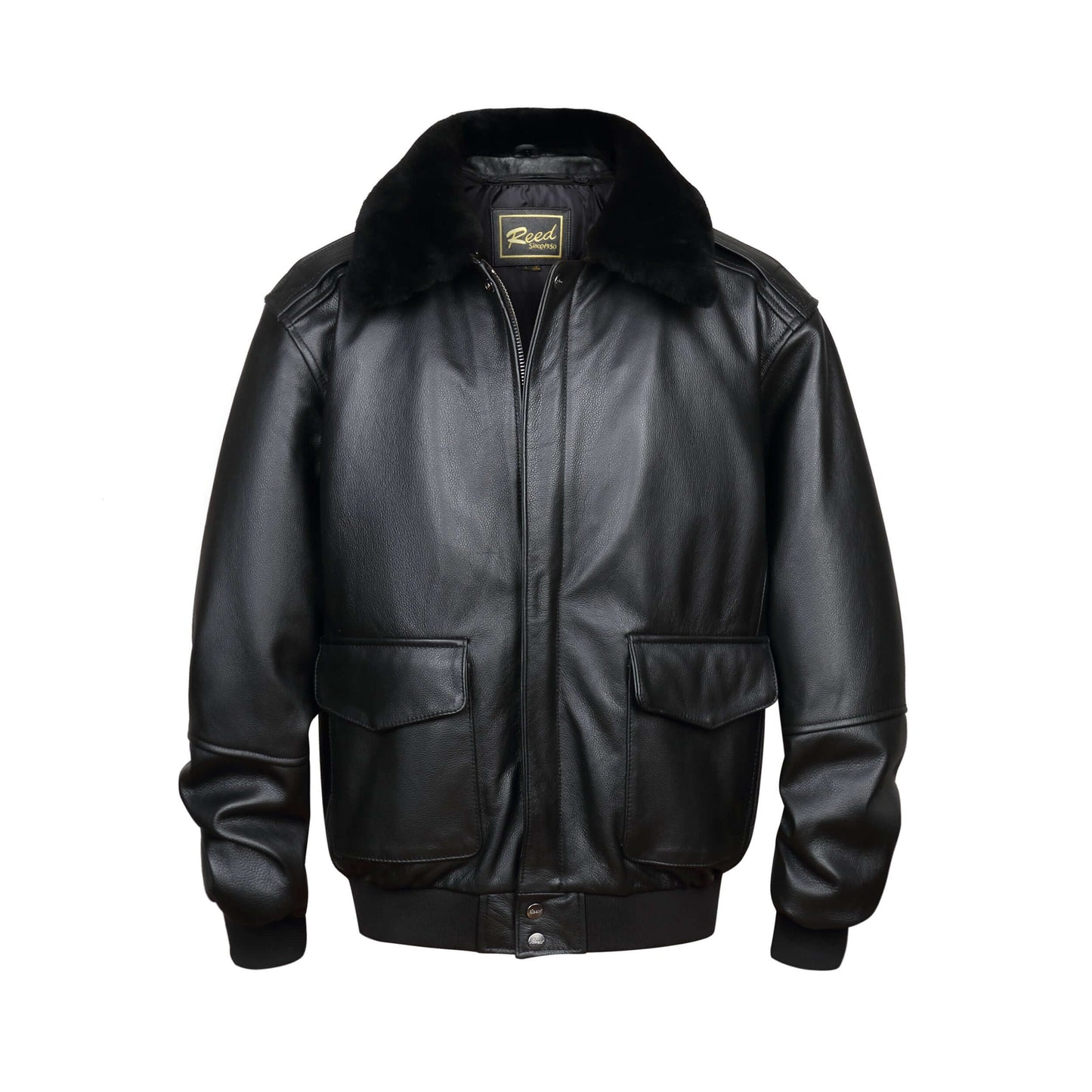 REED Men's Premium Leather Aviator Bomber Jacket - Imported