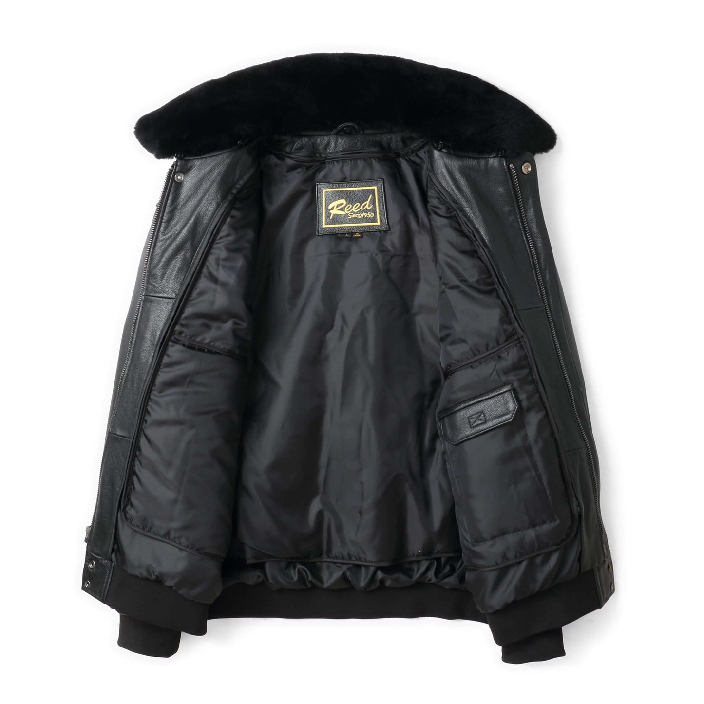 REED Men's Premium Leather Aviator Bomber Jacket - Imported