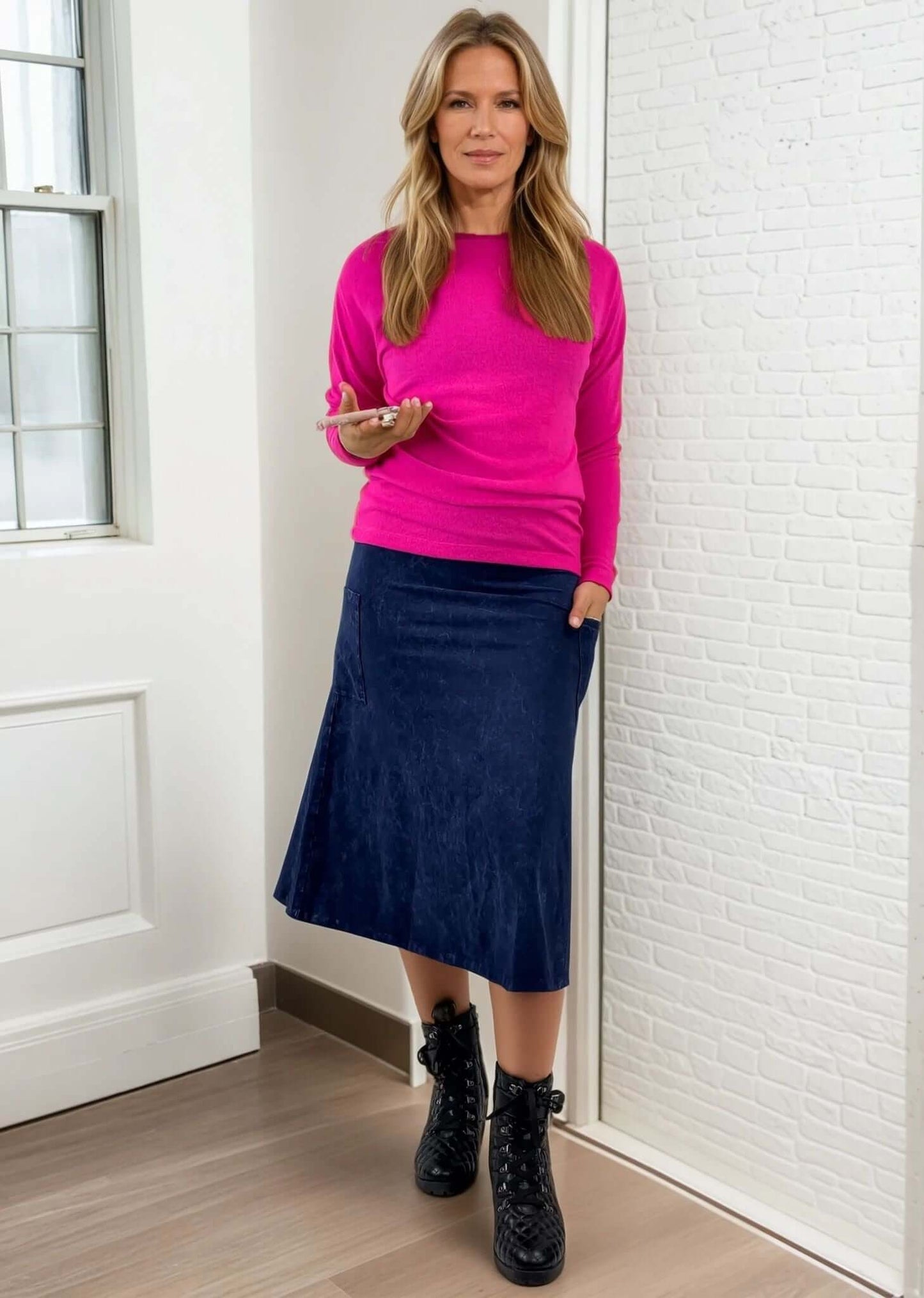 Alyssa Very Versatile Cotton Skirt Pink Denim