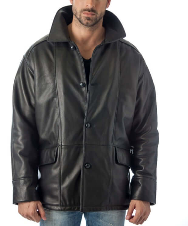 REED Men's Premium Four Button Car Coat Leather Jacket Made in USA - The Chaotic Grind Store