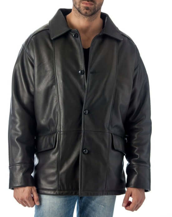 REED Men's Premium Four Button Car Coat Leather Jacket Made in USA - The Chaotic Grind Store