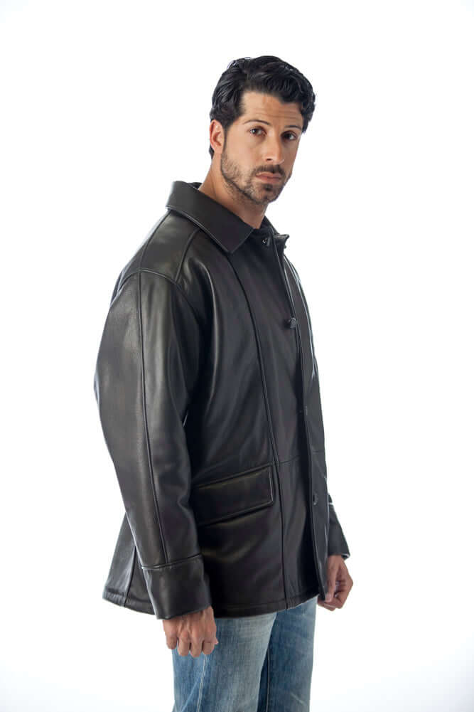 REED Men's Premium Four Button Car Coat Leather Jacket Made in USA - The Chaotic Grind Store
