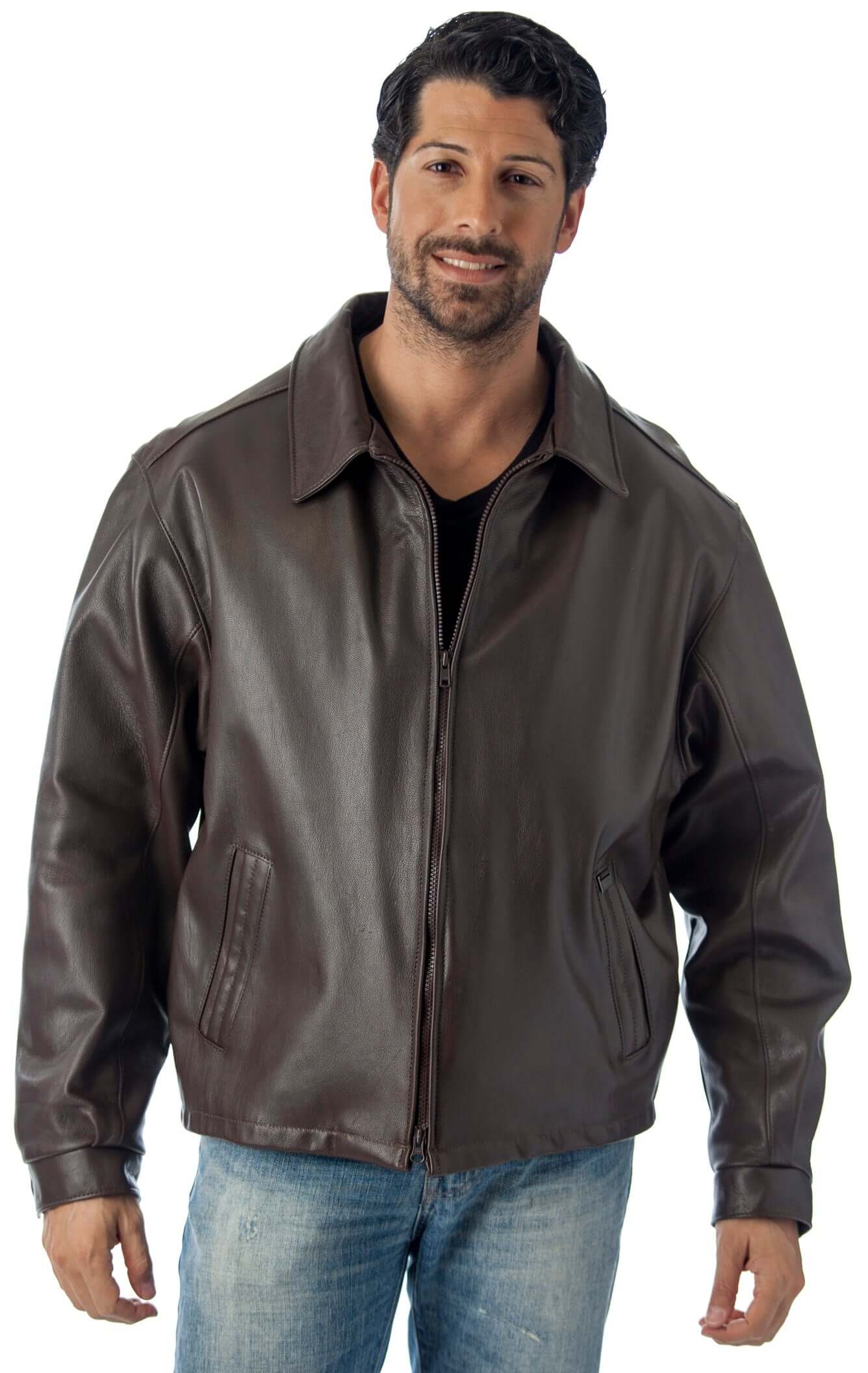 Big and Tall Casual Leather CowHide  Jacket Union Made in USA