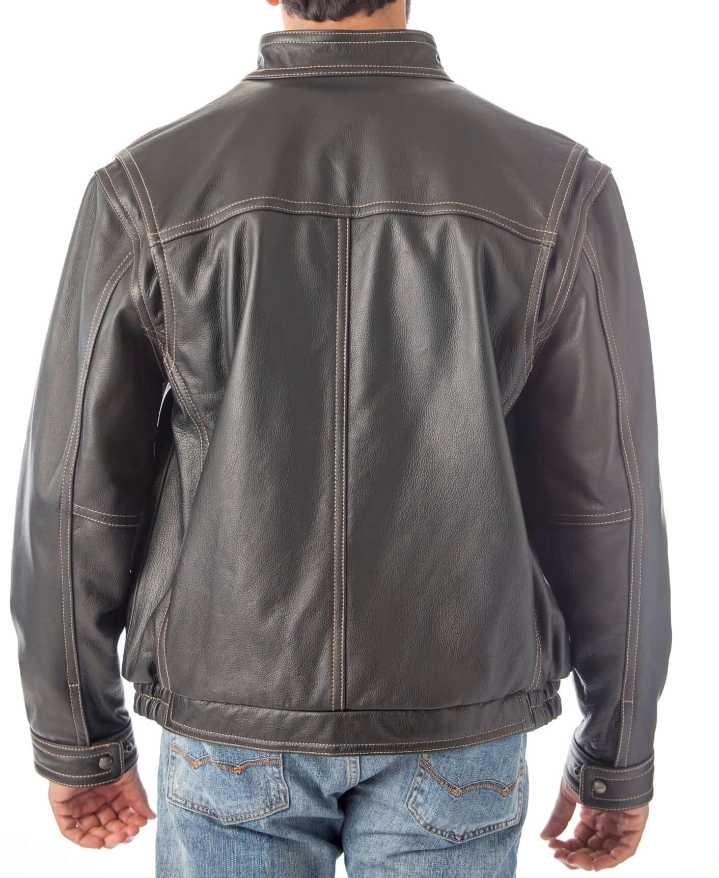 Contemporary Stand Up Collar Leather Jacket - Reed Classic Men's Fit - Imported