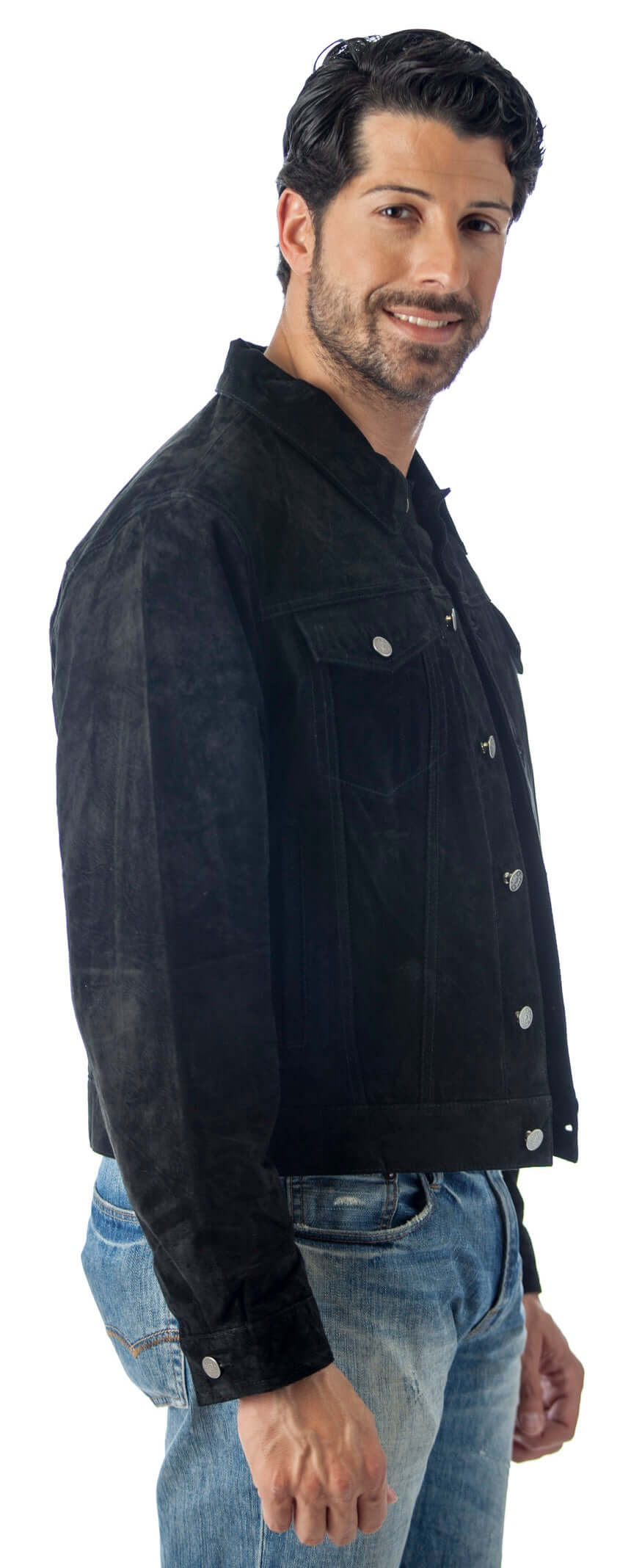 REED Men's Western Jean Style Suede Leather Shirt Jacket - Imported