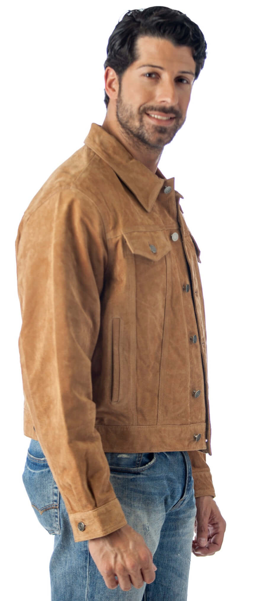 REED Men's Western Jean Style Suede Leather Shirt Jacket - Imported