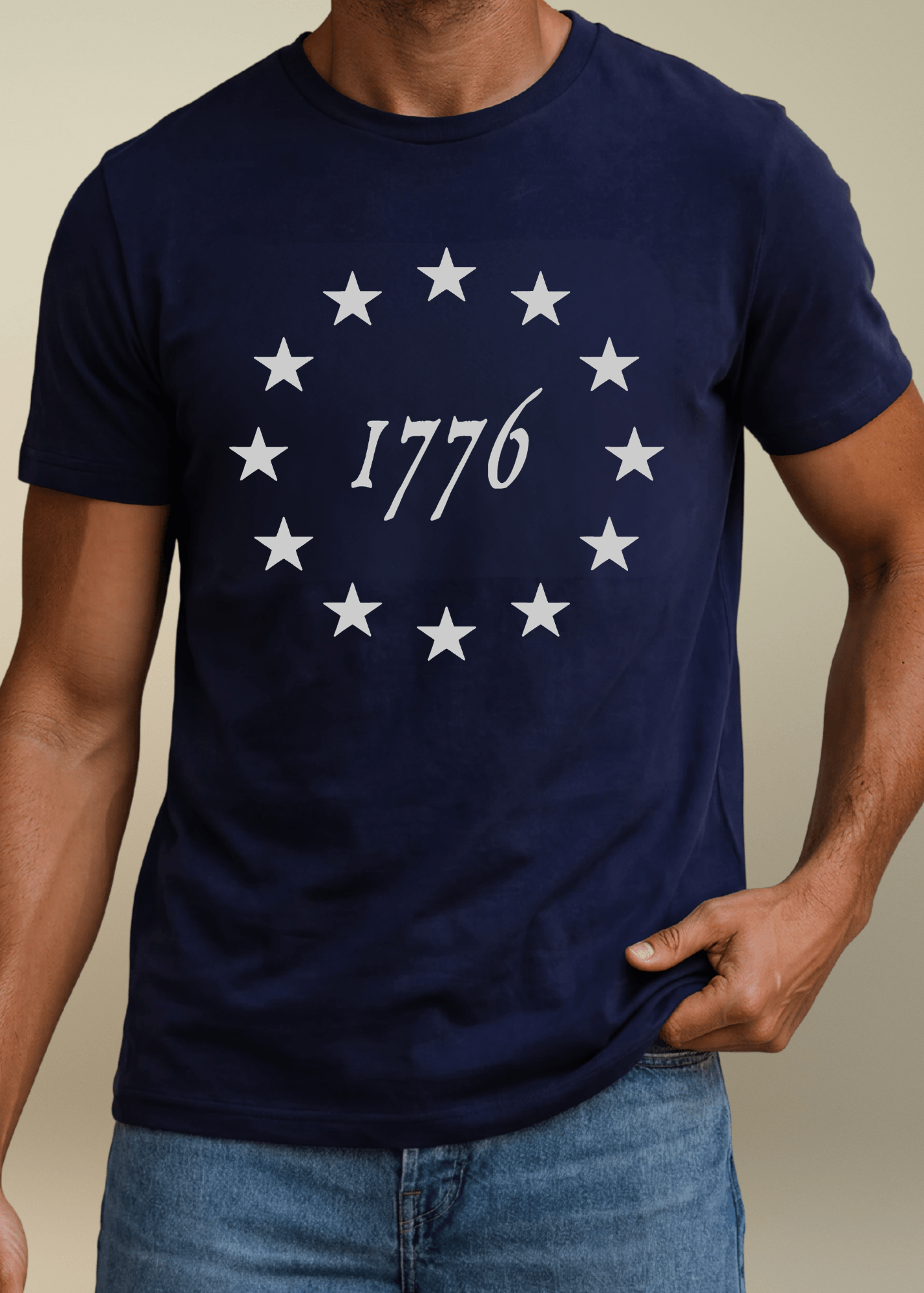 Men's 1776 Betsy Ross Stars Patriotic T-Shirt Made in USA