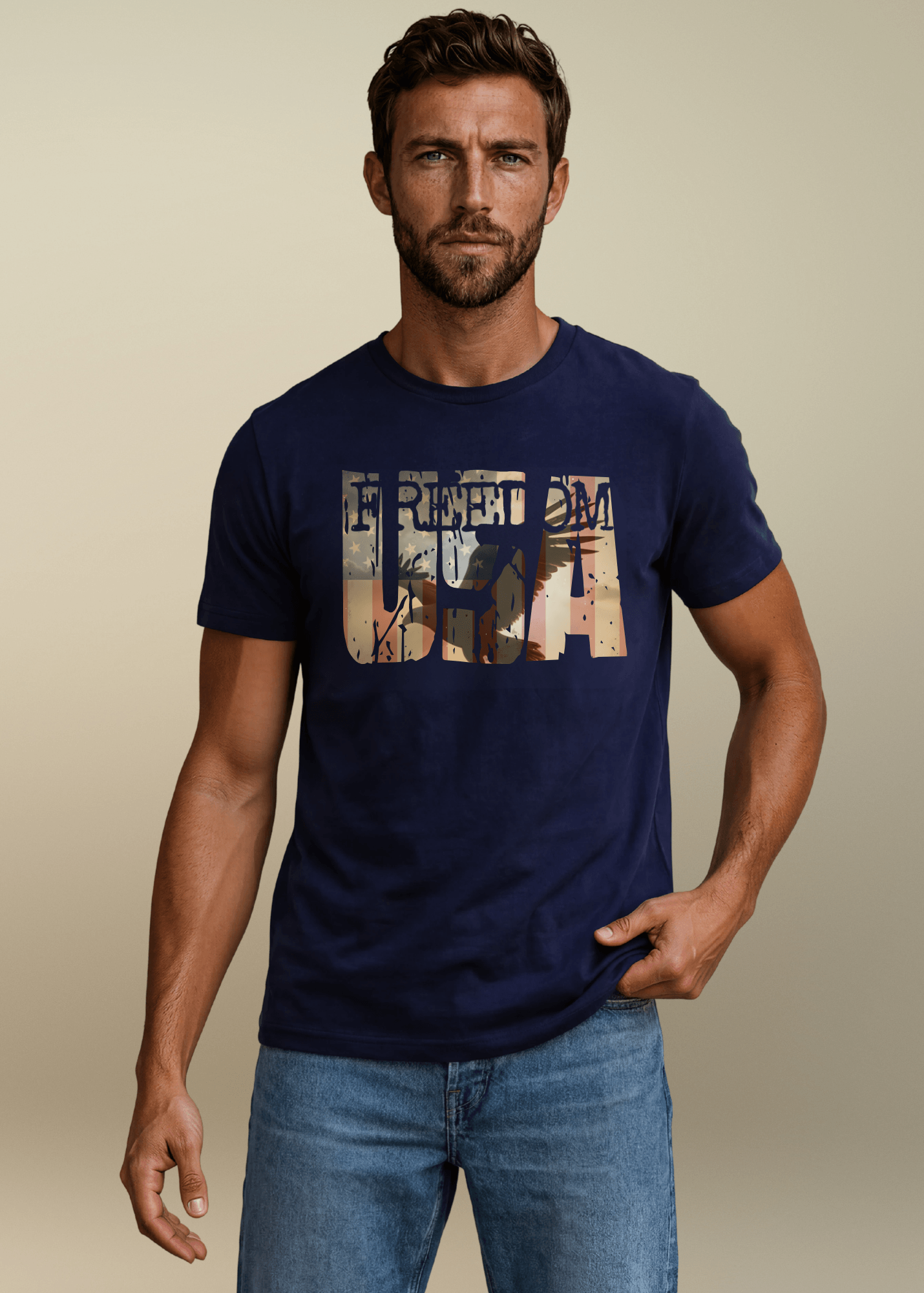 USA Eagle FREEDOM Patriotic Graphic T-Shirt Made in USA