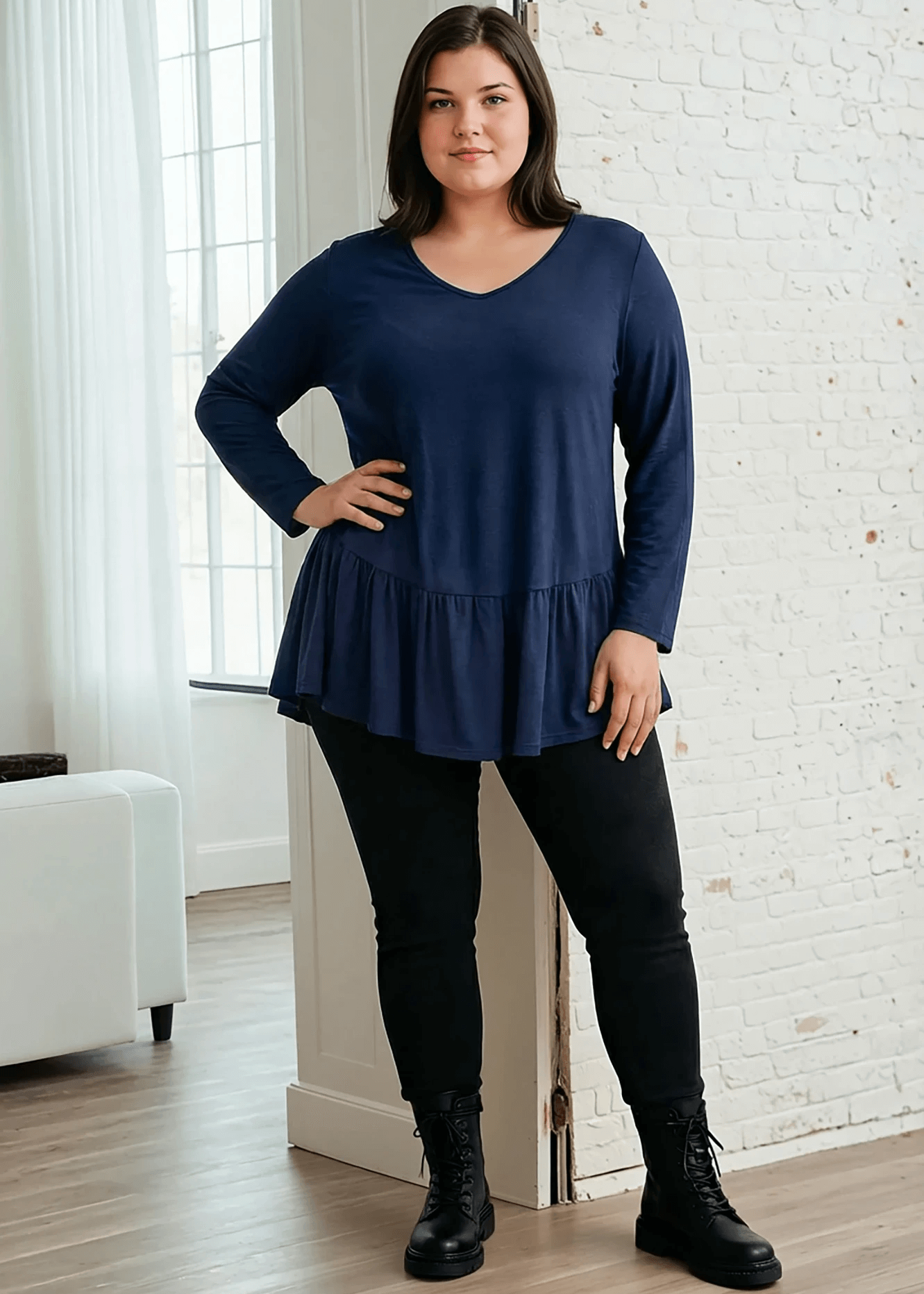 Ally Grab and Go Tunic Plus Size (Navy) Made in USA